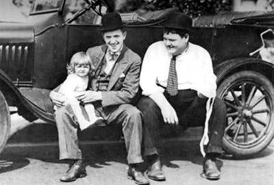 Stan and Lois Laurel with Oliver Hardy